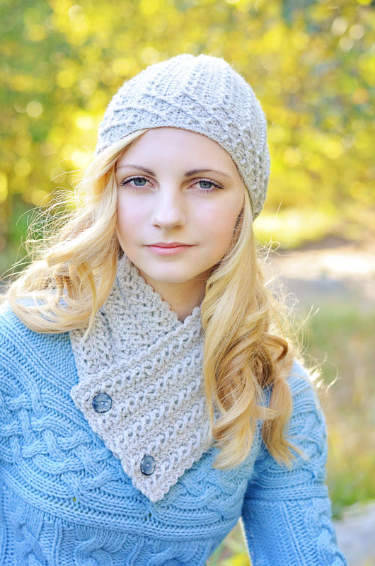 Dusty Cable Hat And Neck Warmer - Click Image to Close
