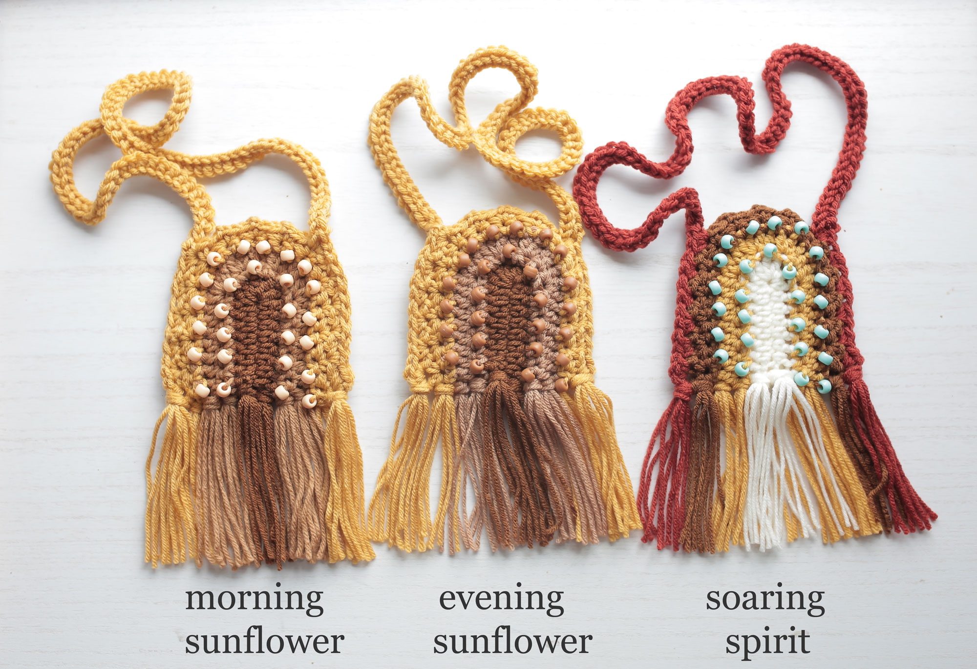 Handmade Boho Beaded Crochet Fringe Purses