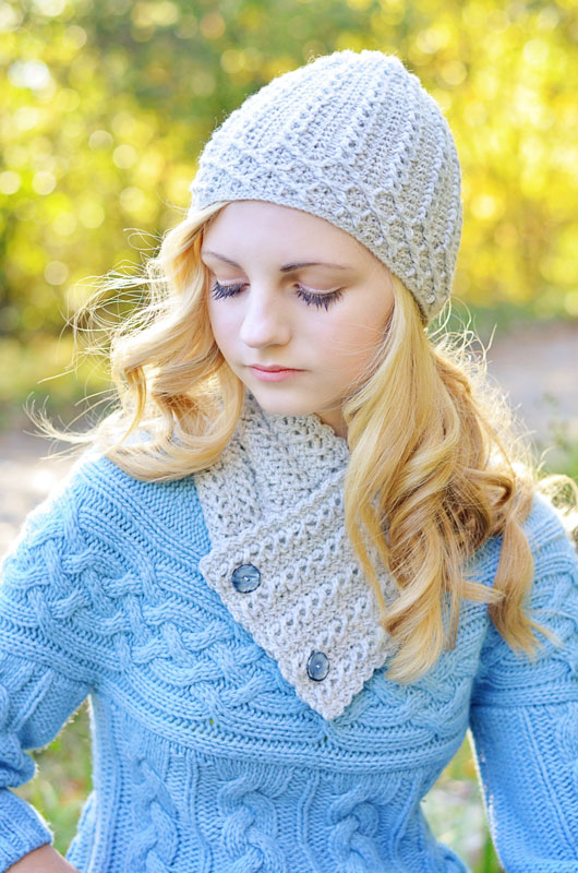 Dusty Cable Hat And Neck Warmer - Click Image to Close